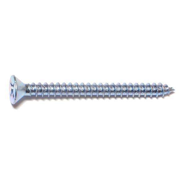 Midwest Fastener Sheet Metal Screw, #12 x 2-1/2 in, Zinc Plated Steel Flat Head Phillips Drive, 100 PK 03036 - main